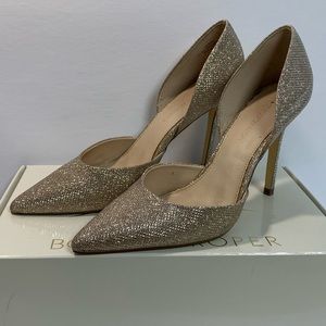 Boston Proper Womens 10 Glitter Gold Pointed Toe Heels